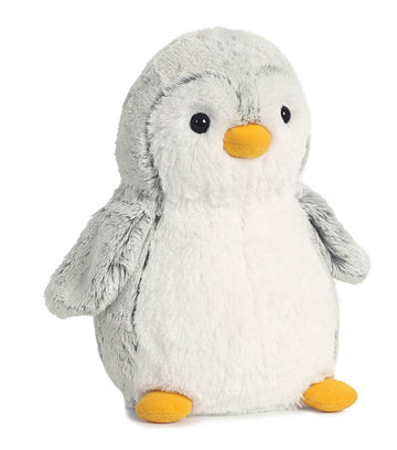 Aurora® Playful Pompom Penguin™ Stuffed Animal - Vibrant Companions for Warm Cuddles - Perfect for Adults, Kids, and Birthdays - Gray 8.5 Inches