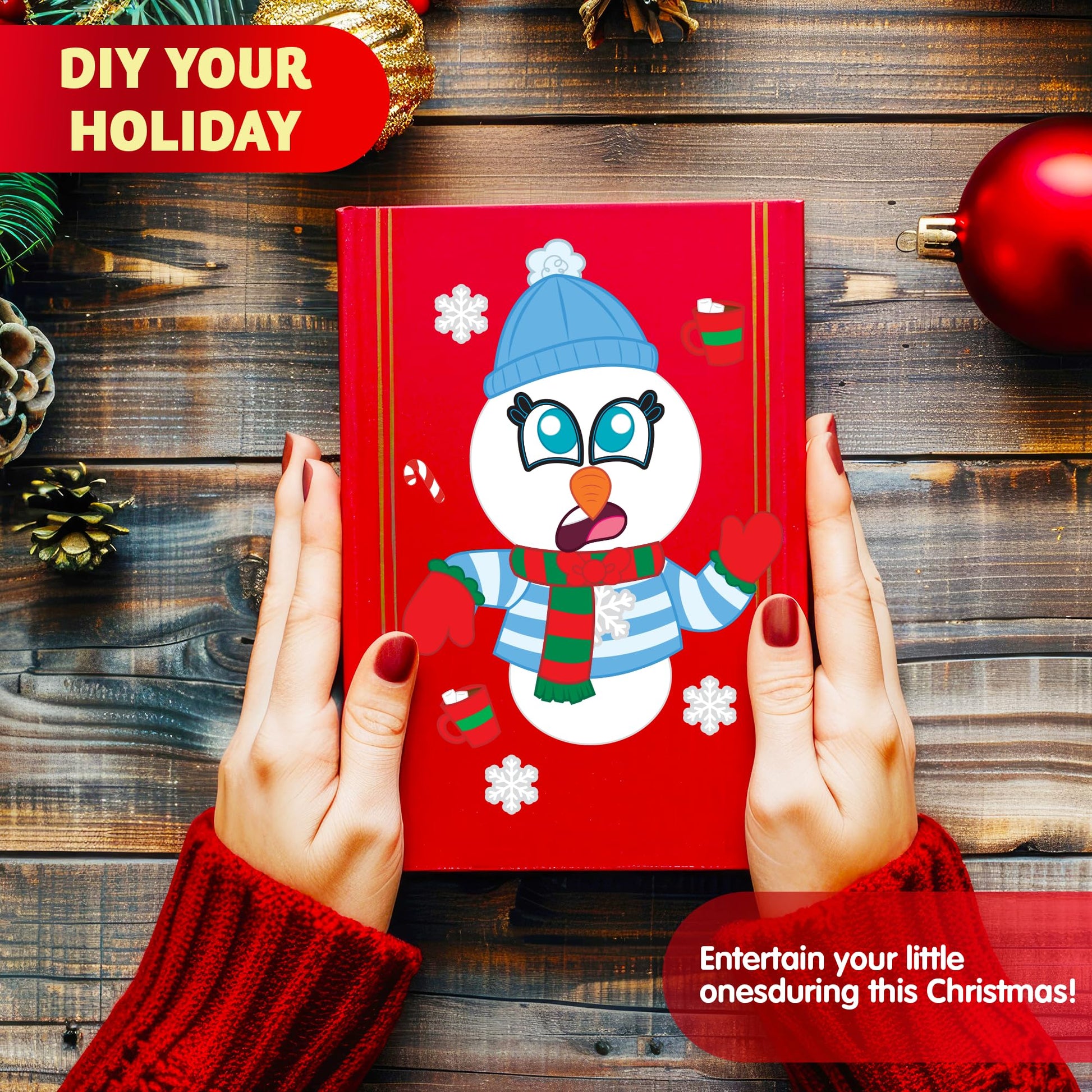 JOYIN 48 Pcs Christmas Make A Face Sticker Sheets Make Your Characters with Santa Santa, Gnome, Reindeer, Snowman, Gifts for Kids School Activities