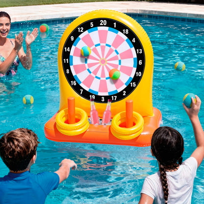 SLOOSH 2-in-1 Fun Pool Toys Set for Kids, Inflatable Dart Board & Ring Toss Game, Pool Floats Water Game Toys for Beach Yard Outdoor Ball Play, Party
