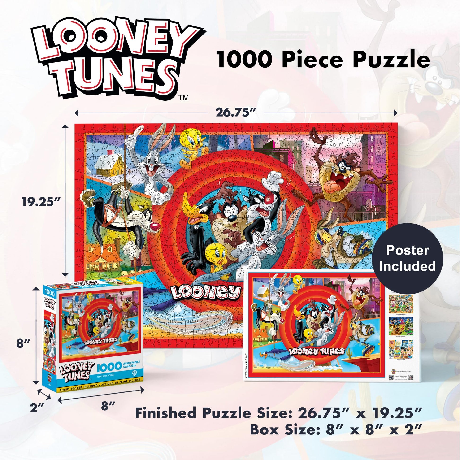 MasterPieces 1000 Piece Jigsaw Puzzle for Adults and Families - Looney Tunes - That's All Folks - 19.25"x26.75"
