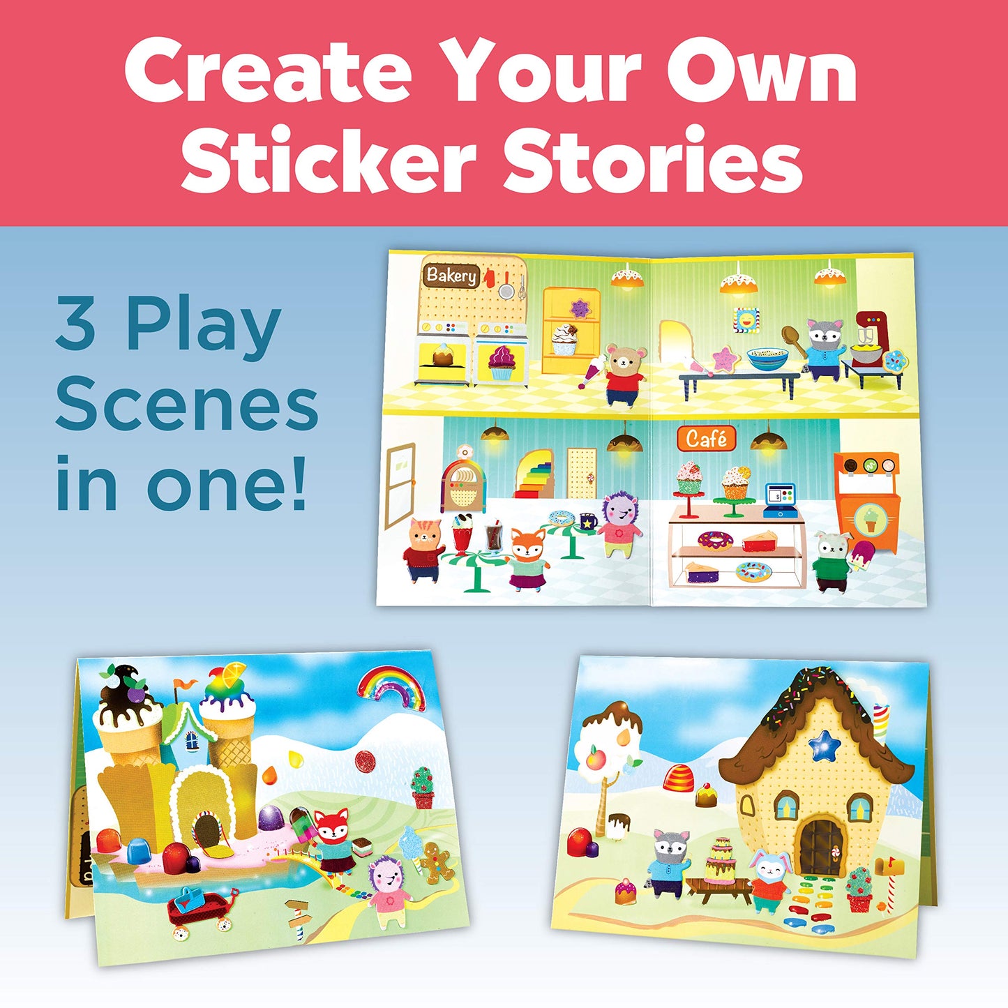 Creativity for Kids Sensory Sticker Playset - Sweetsville - 100+ Sensory Stickers and Play Scenes - Gifts for Boys and Girls Ages 4+, Multi