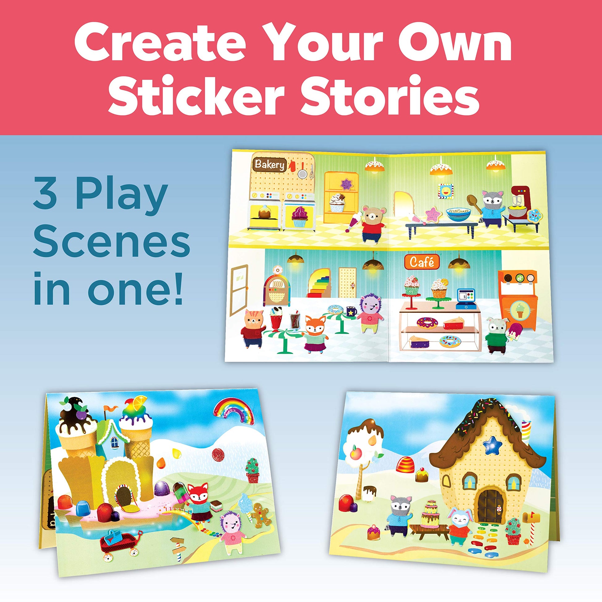 Creativity for Kids Sensory Sticker Playset - Sweetsville - 100+ Sensory Stickers and Play Scenes - Gifts for Boys and Girls Ages 4+, Multi