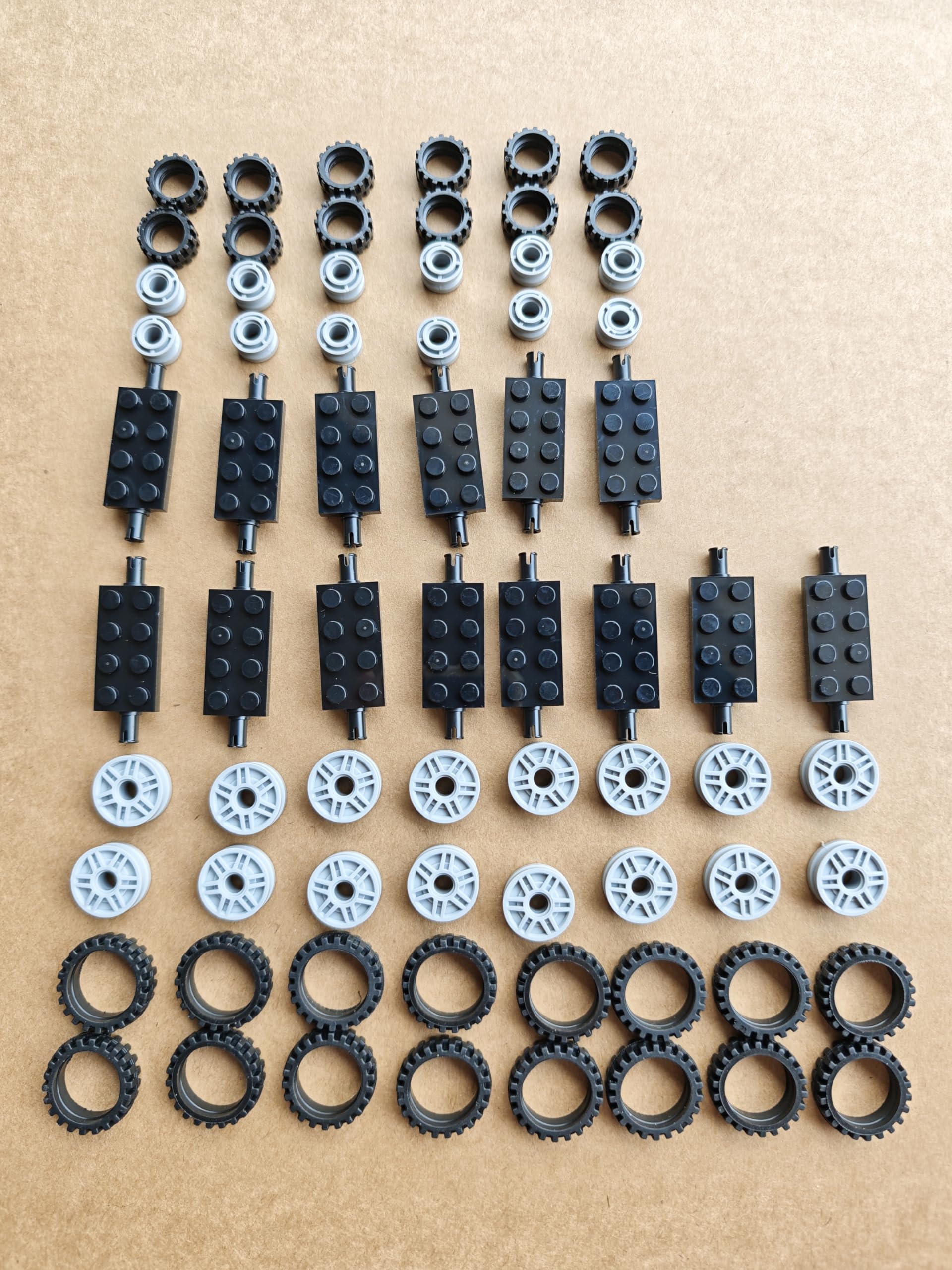70 Pieces City Car Wheels and Axles Set,Car Parts Chassis Pieces Tires Building Blocks, Compatible with Lego for Kids Boys Toy