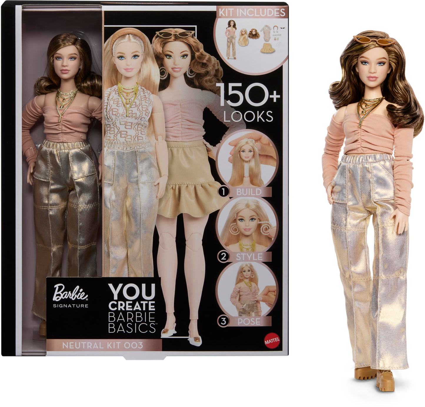 Barbie Basics You Create Neutral Kit 003 with Customizable Fashion Doll & Universal-fit Clothing, Posable Body & Swappable Doll Head