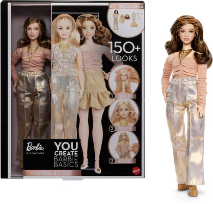 Barbie Basics You Create Neutral Kit 003 with Customizable Fashion Doll & Universal-fit Clothing, Posable Body & Swappable Doll Head