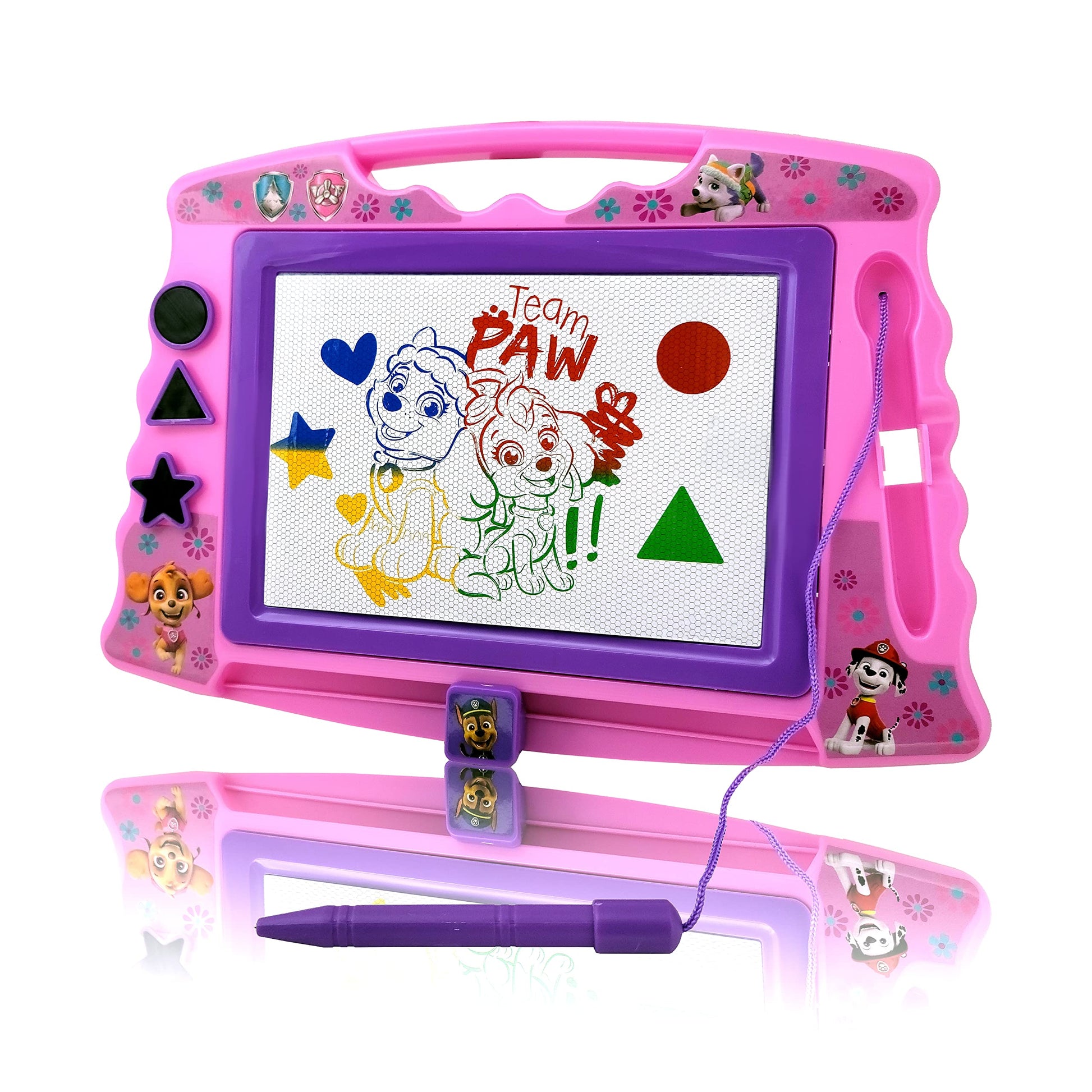 Lollipop PAW Patrol Magnetic Drawing Board with Stylus and 3 Stamps, for Girls or Boys (Pink)…