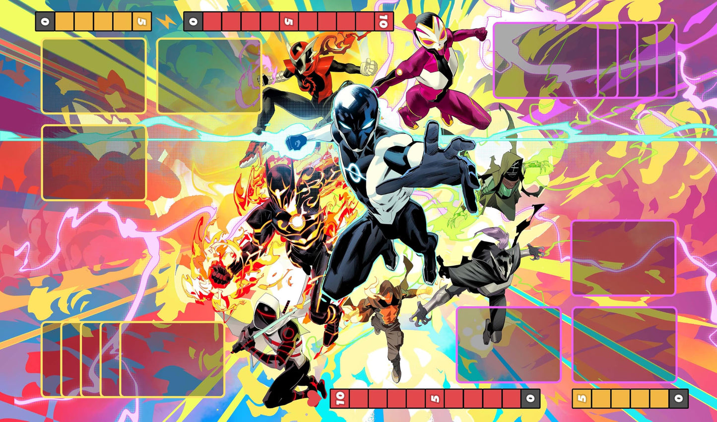 Premium Stitched Massive-Verse Fighting Card Game Playmat with Zones and Non-Slip Rubber Backing - TCG Play Mat for Card Games - Colorful Design