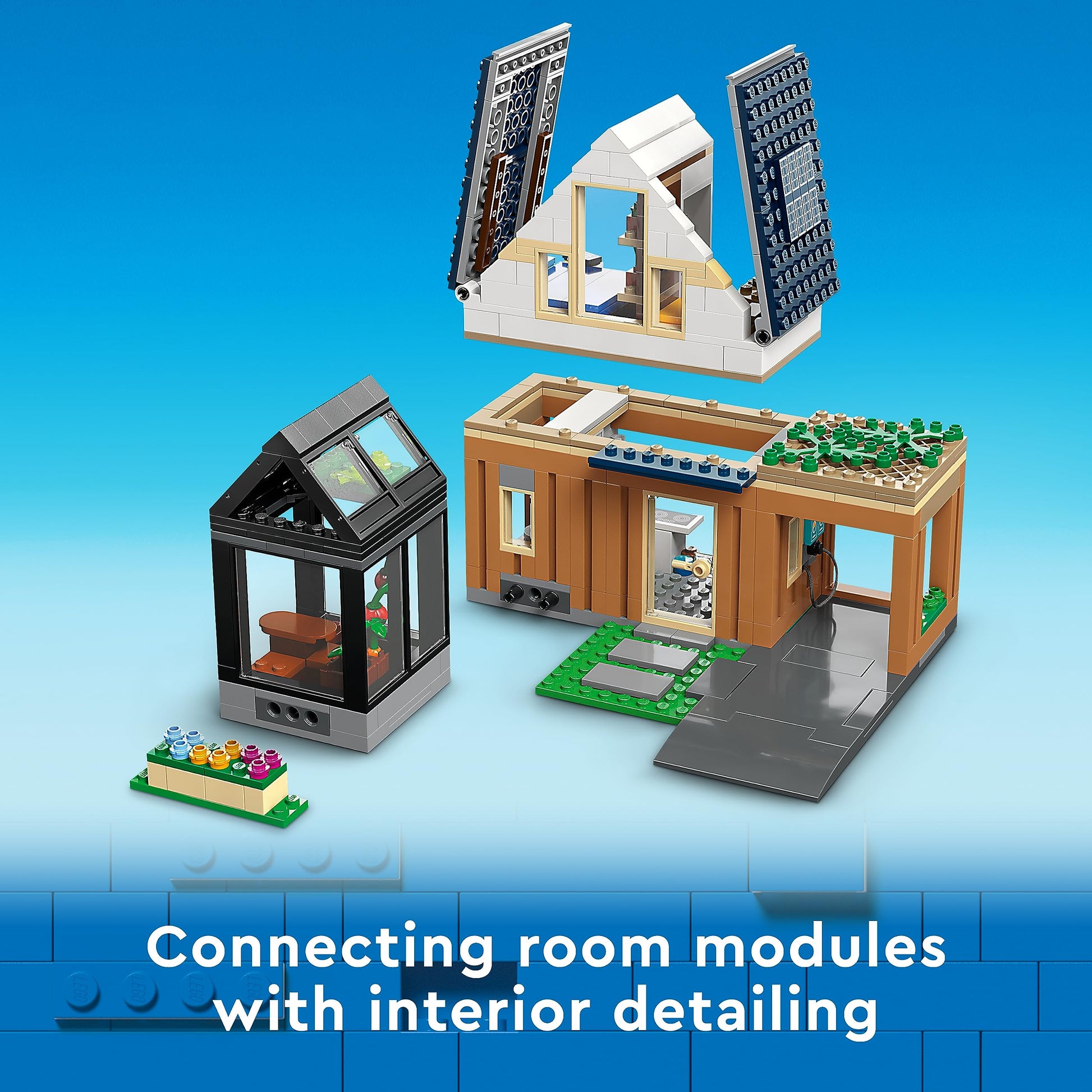 LEGO My City Family House and Electric Car 60398 Building Toy Set, Includes a Kitchen, 2 Bedrooms, Greenhouse, Solar Panels Plus 3 Minifigures and a