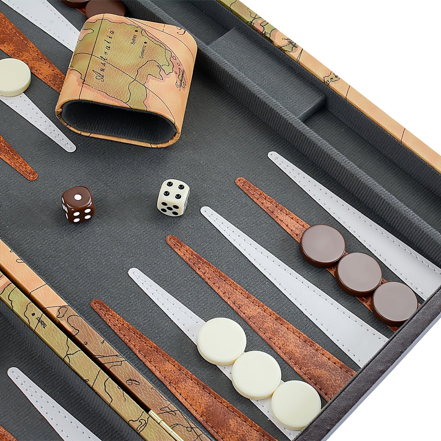 Vovotuzzi Backgammon, Backgammon Sets for Adults, 15" Leather Travel Backgammon Sets - Classic Board Game (World Map Design)