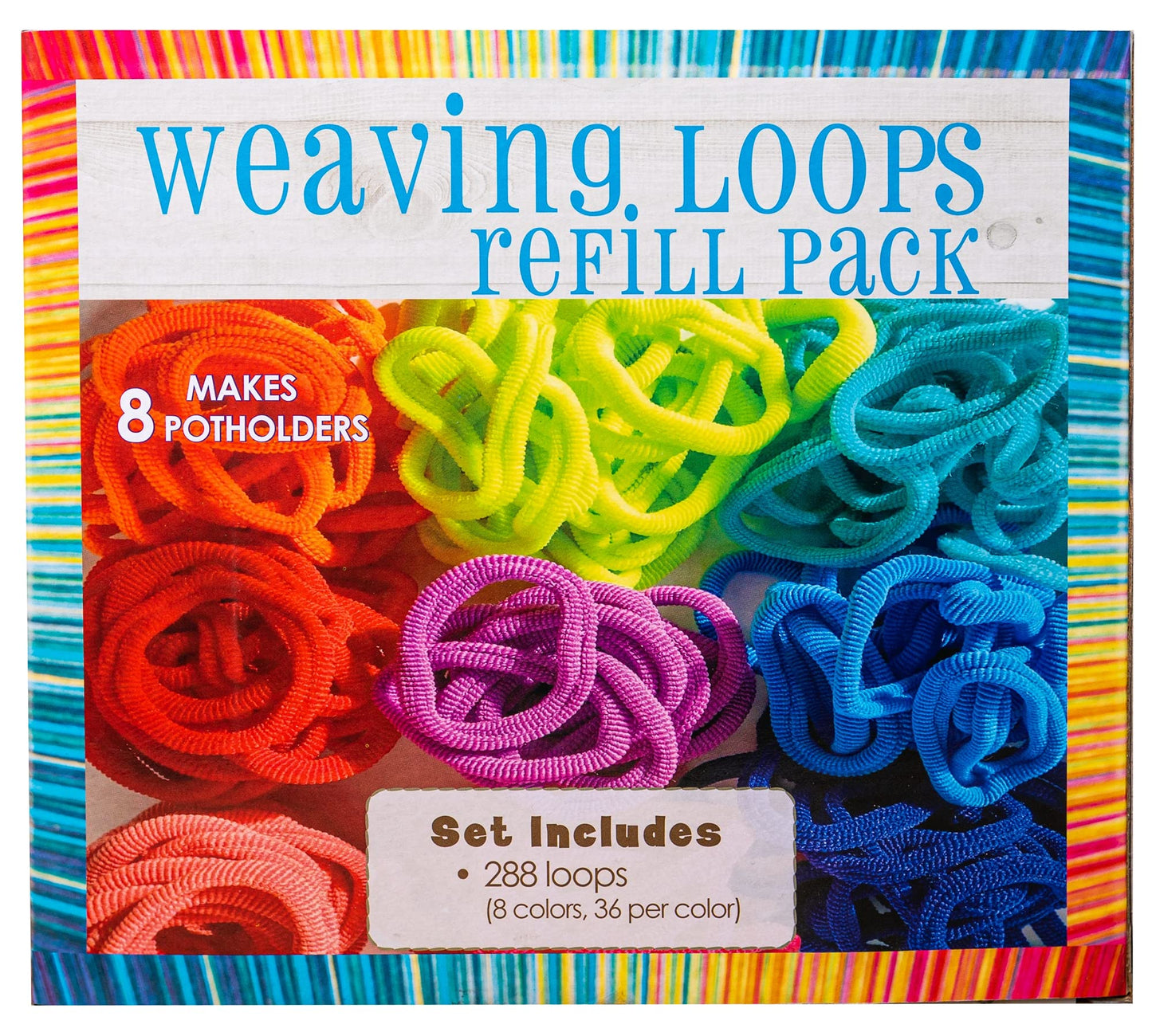 Hapinest Loom Bands Kit Potholder Weaving Loom Refill Loops, Loom Knitting Kit for Kids, Makes 8 Pot Holders 288 Loom Loops in 8 Colors, Potholder