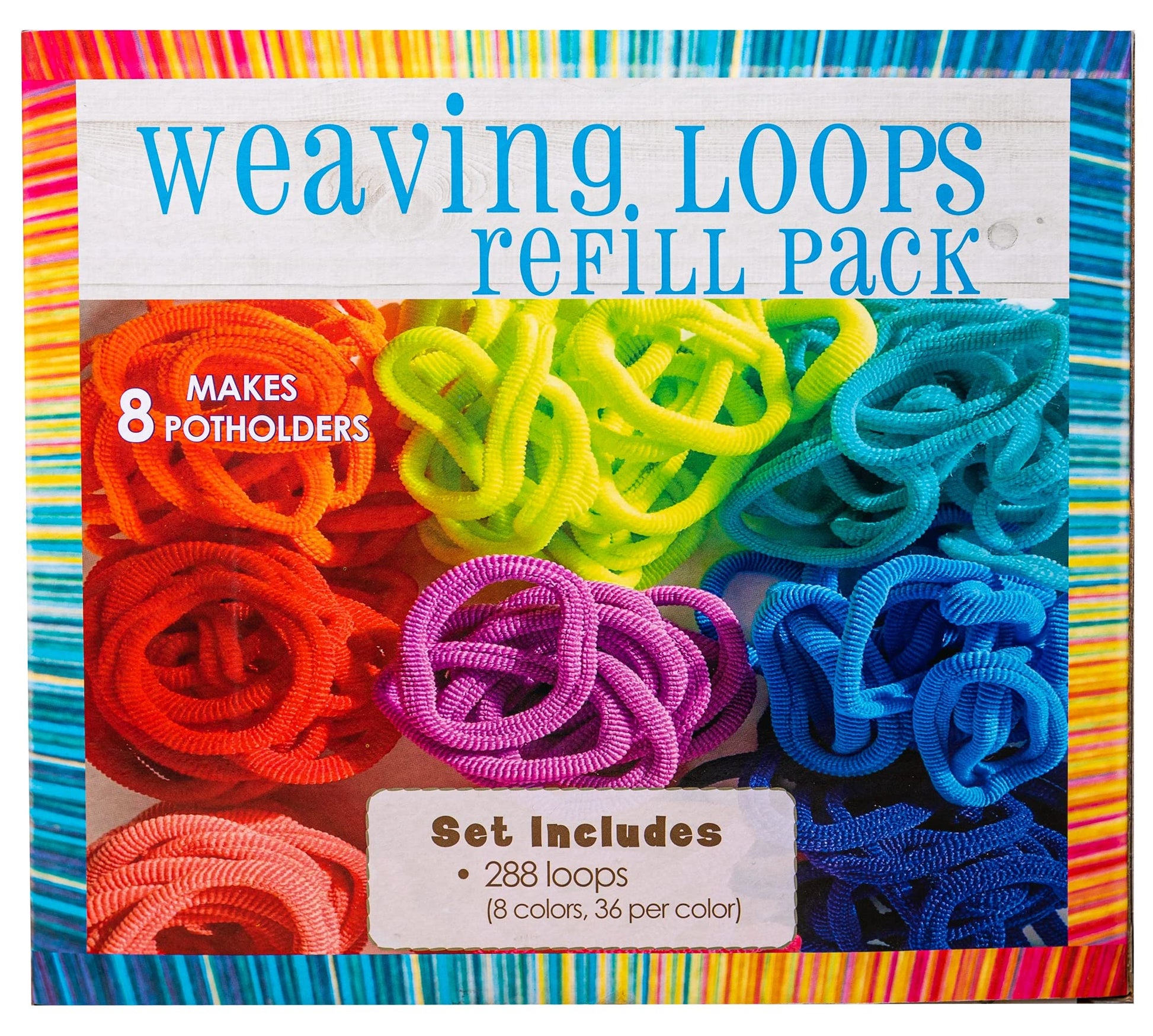 Hapinest Loom Bands Kit Potholder Weaving Loom Refill Loops, Loom Knitting Kit for Kids, Makes 8 Pot Holders 288 Loom Loops in 8 Colors, Potholder