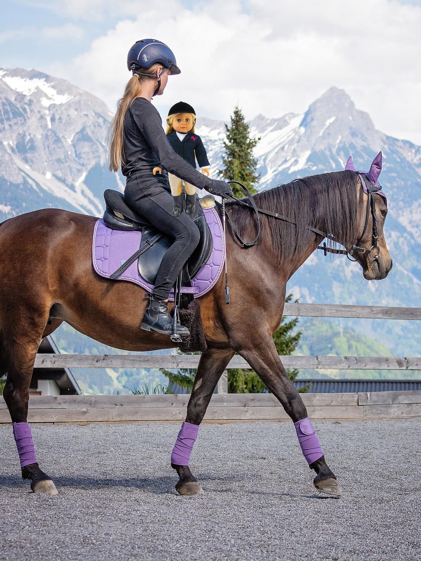 American Fashion World Riding Outfit for 18-Inch Dolls | Helmet and Boots Included | Premium Quality & Trendy Design | Dolls Clothes | Outfit Fashions