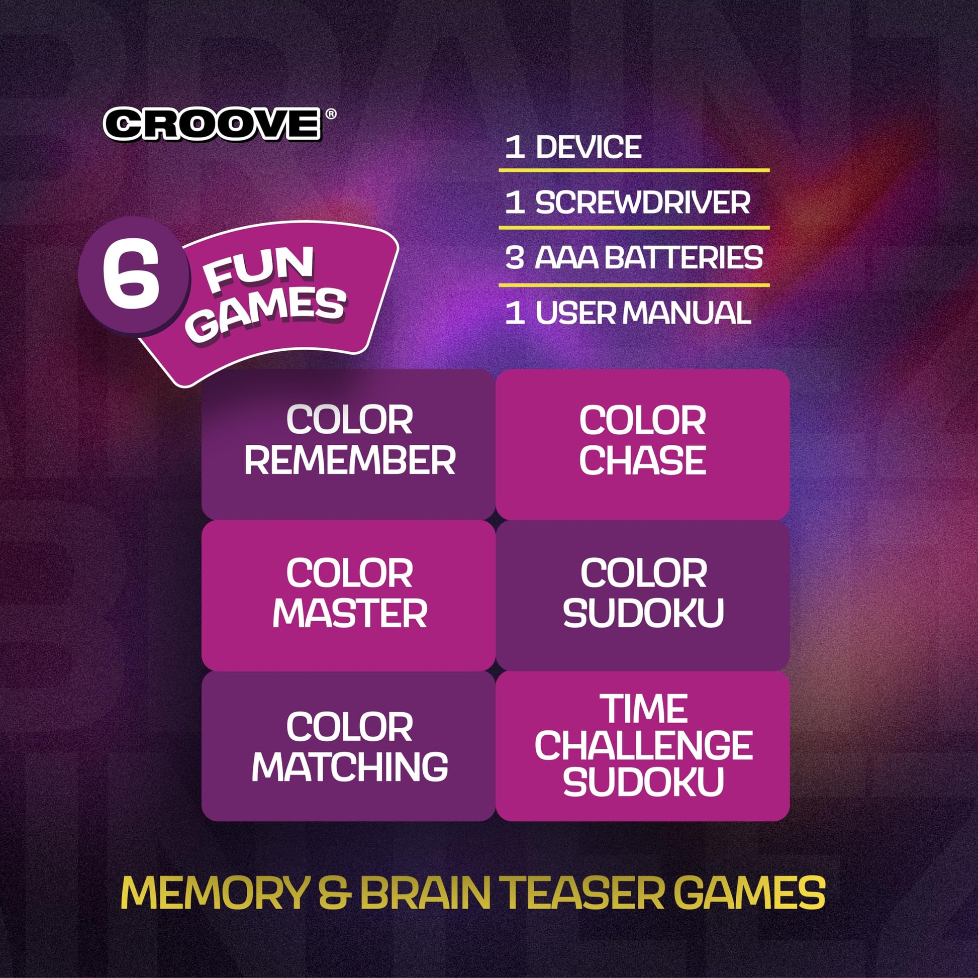 Croove Brain Teasers & Memory Game, 6 Fun Games for Kids, Cool Stocking Stuffers Toys, Best Activities for Boy, Gift Ideas for Boys & Girls Ages 6-8 9