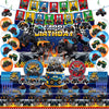 99Pcs Truck Birthday Party Supplies, Truck Theme Decorations&Tableware Set, Include Happy Birthday Banner, Hanging Swirls, Backdrop, Balloons, Cake