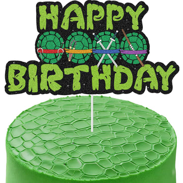 Turtle Cake Topper Anime Hero Happy Birthday Cake Topper Turtle Weapon Decorations for Birthday Party Decorations Party Supplies for Boys Girls