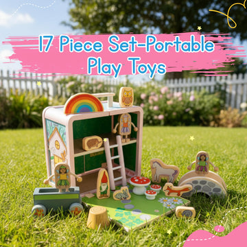 Jack Rabbit Creations Fairy Suitcase Playset - 17-Piece Dollhouse - Ages 3+