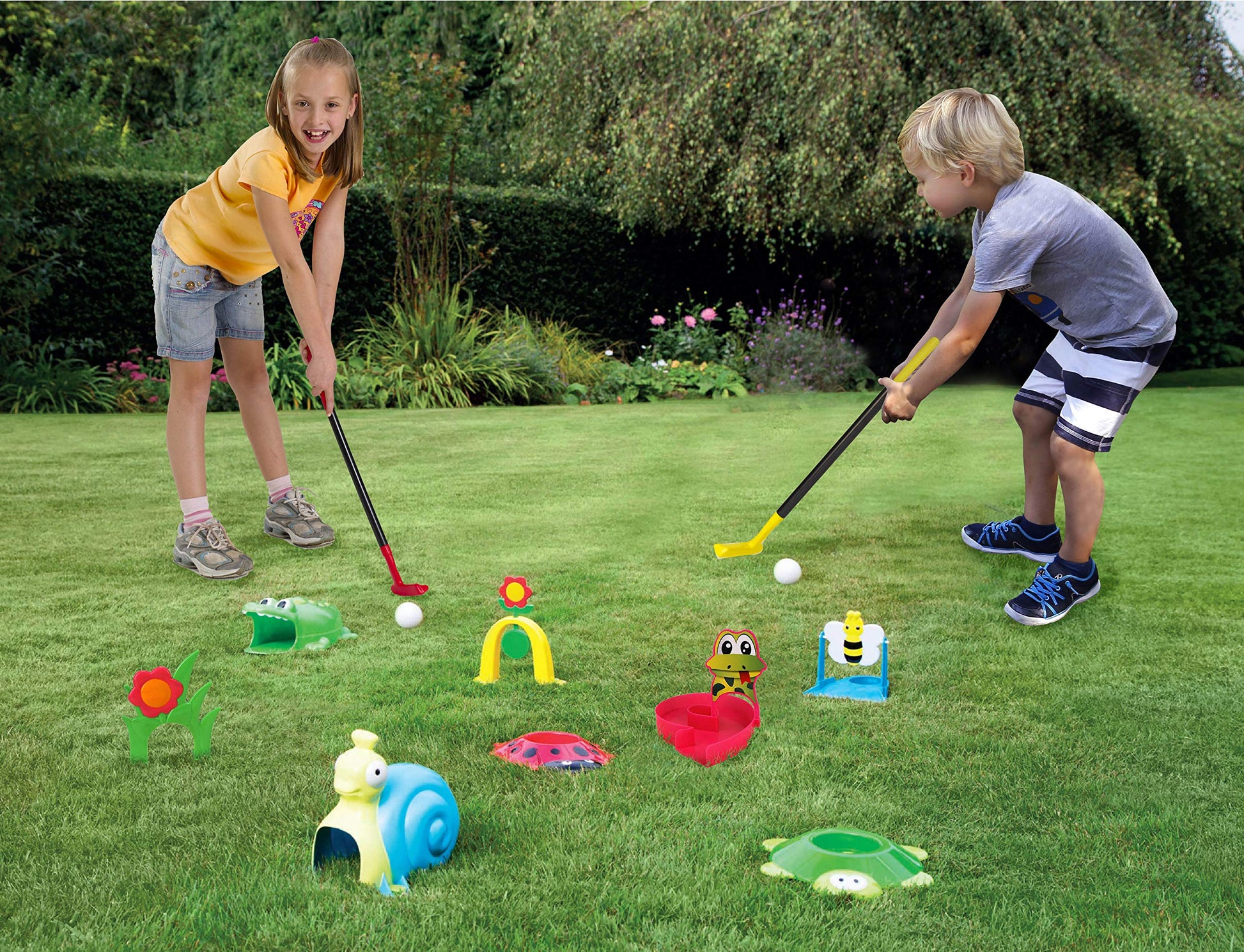 Party Hurray Children Golf Set, w/Golf Clubs, Practice Holes, Floral/Animal Obstacles, Golf Balls, Packed in Gift Box