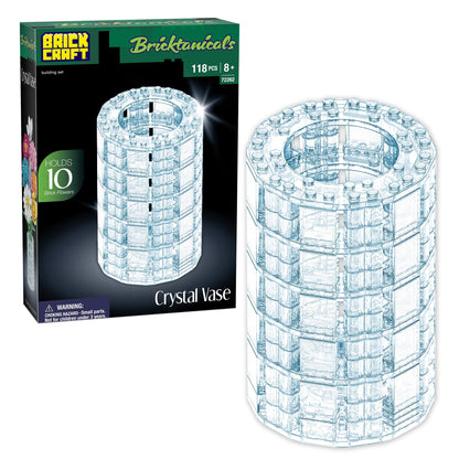 Brickcraft Bricktanicals Crystal Vase Building Set 118pcs Transparent Brick Flower Holder Fits 10 Stems Compatible Botanical Building Blocks Display