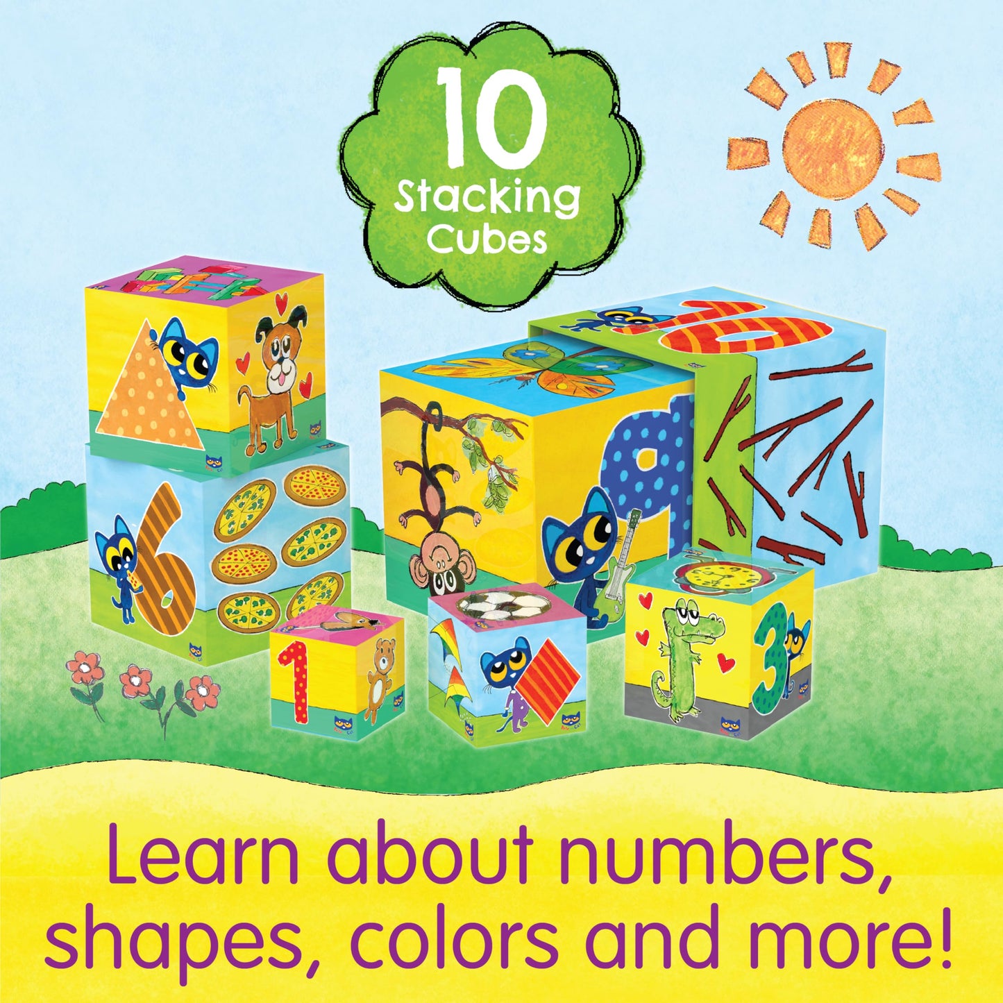 The Learning Journey Pete the Cat Stacking Blocks - 10 Colorful Nesting Cubes - Educational Toddler Toy for Ages 12 Months+ - STEM Learning
