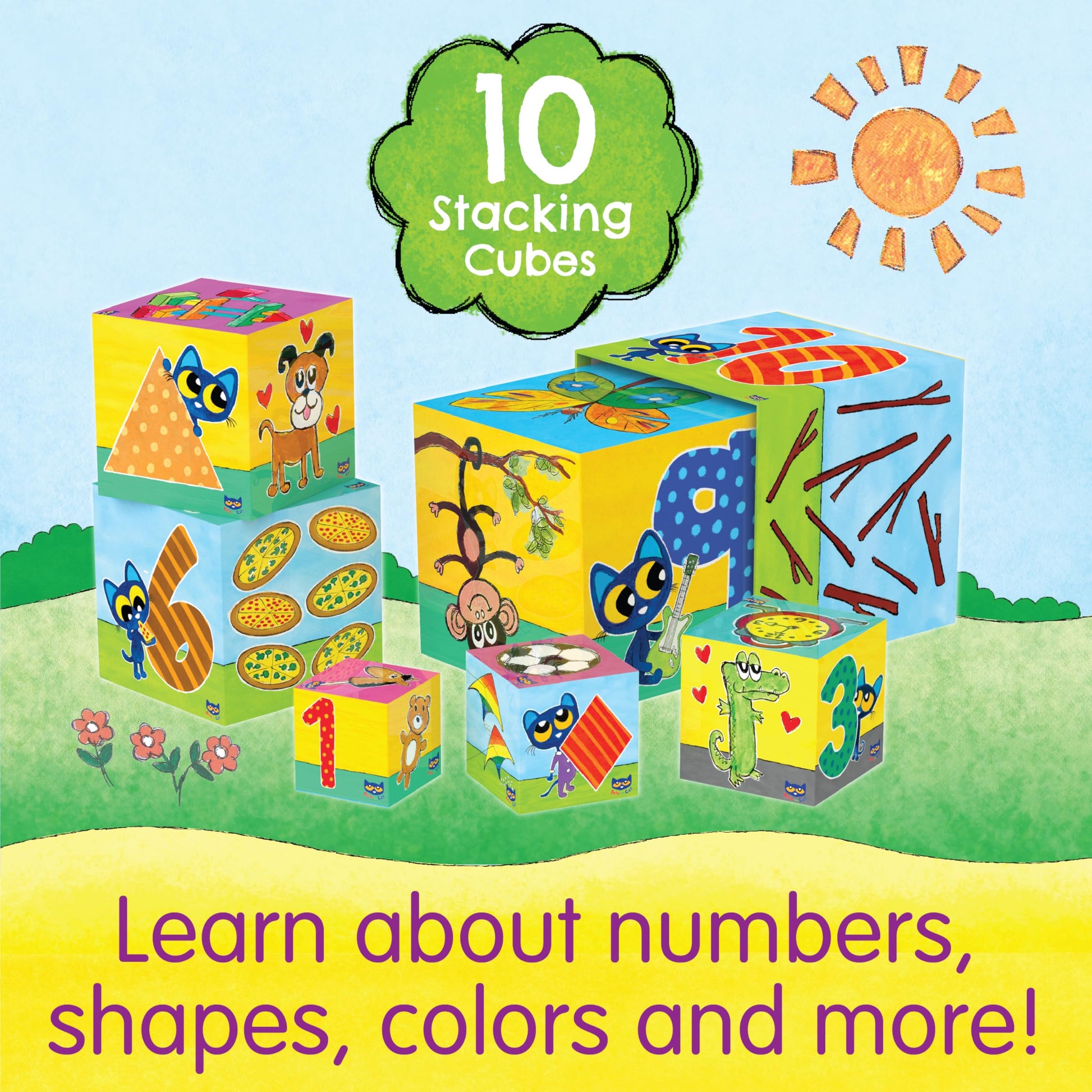 The Learning Journey Pete the Cat Stacking Blocks - 10 Colorful Nesting Cubes - Educational Toddler Toy for Ages 12 Months+ - STEM Learning