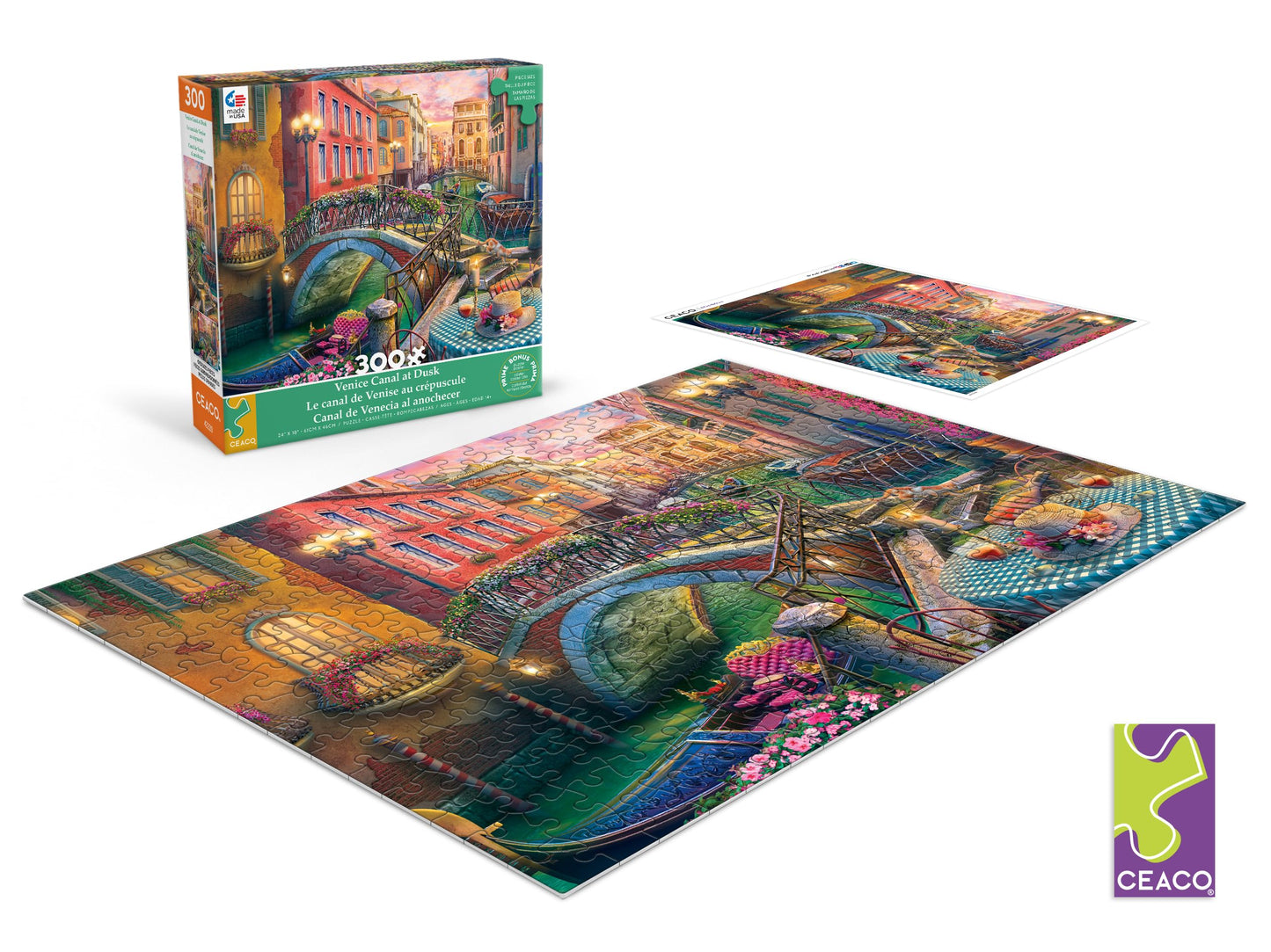 Ceaco - Venice Canal at Dusk - 300 Large Piece Jigsaw Puzzle for Adults
