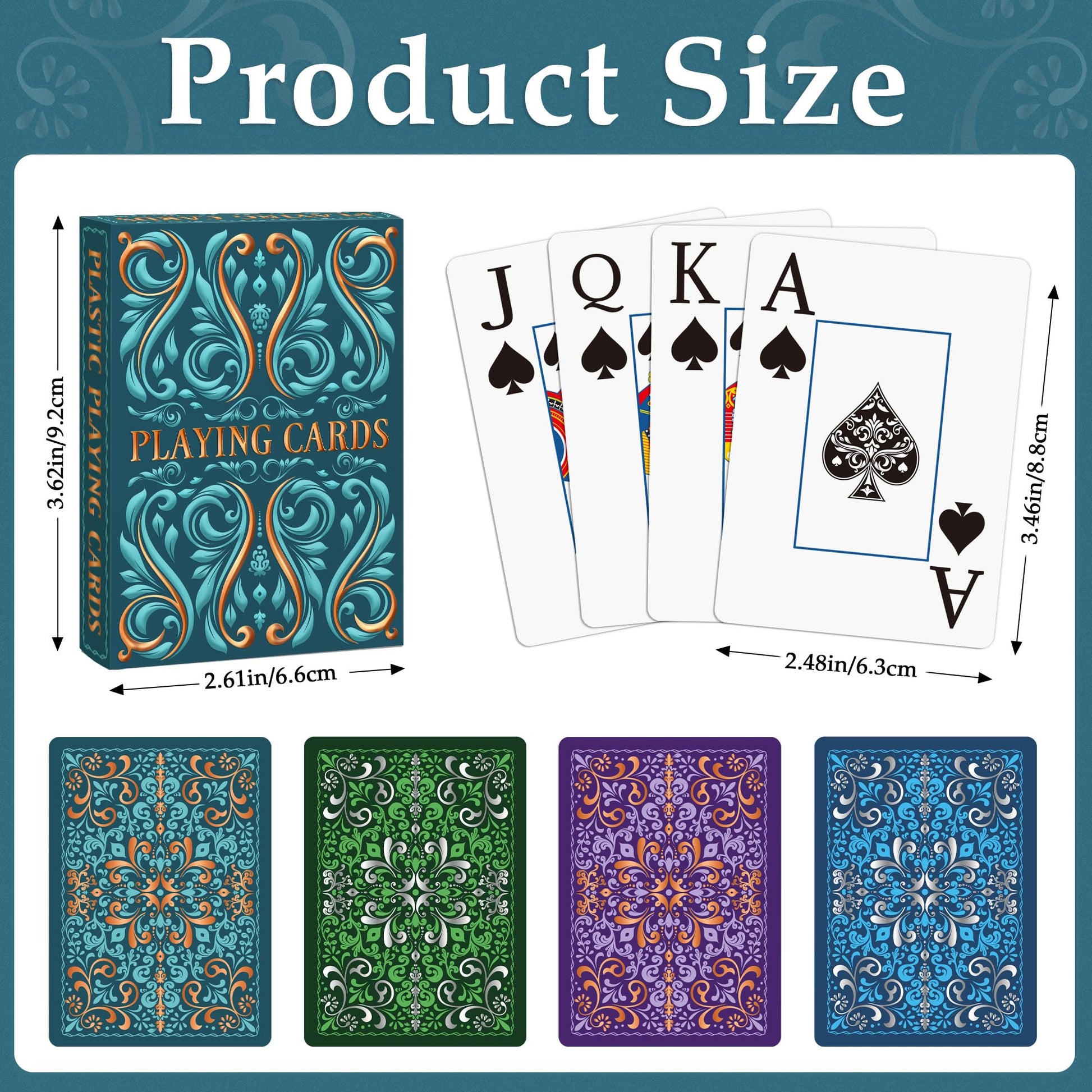 Playing Cards 4 Pack, Plastic Playing Cards Waterproof, Deck of Cards Bulk, Large Print Playing Card for Seniors Adults,Premium Poker Cards Set