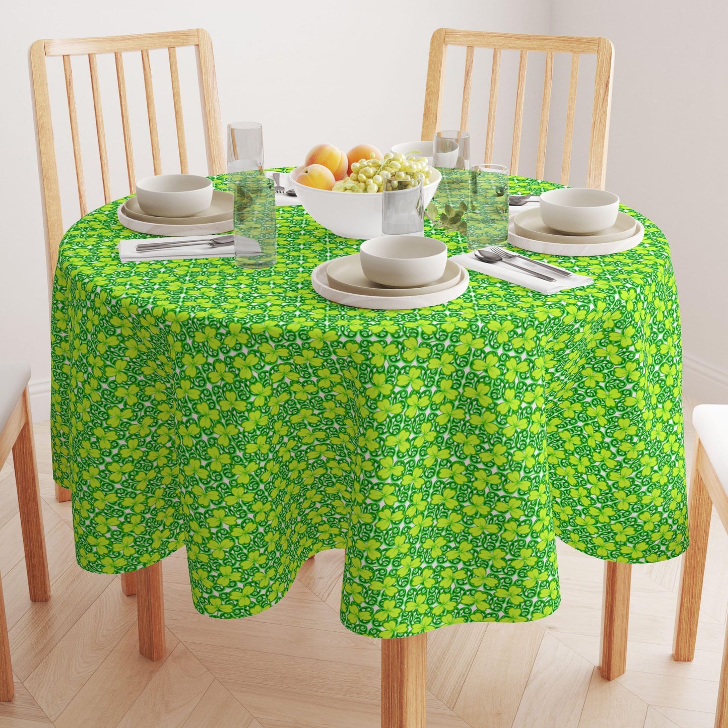 Fabric Textile Products, Machine Washable, 100% Milliken Polyester, Tablecloths, Table Runners, Napkins, & Outdoor Tablecloths, Celtic Foliage (90"