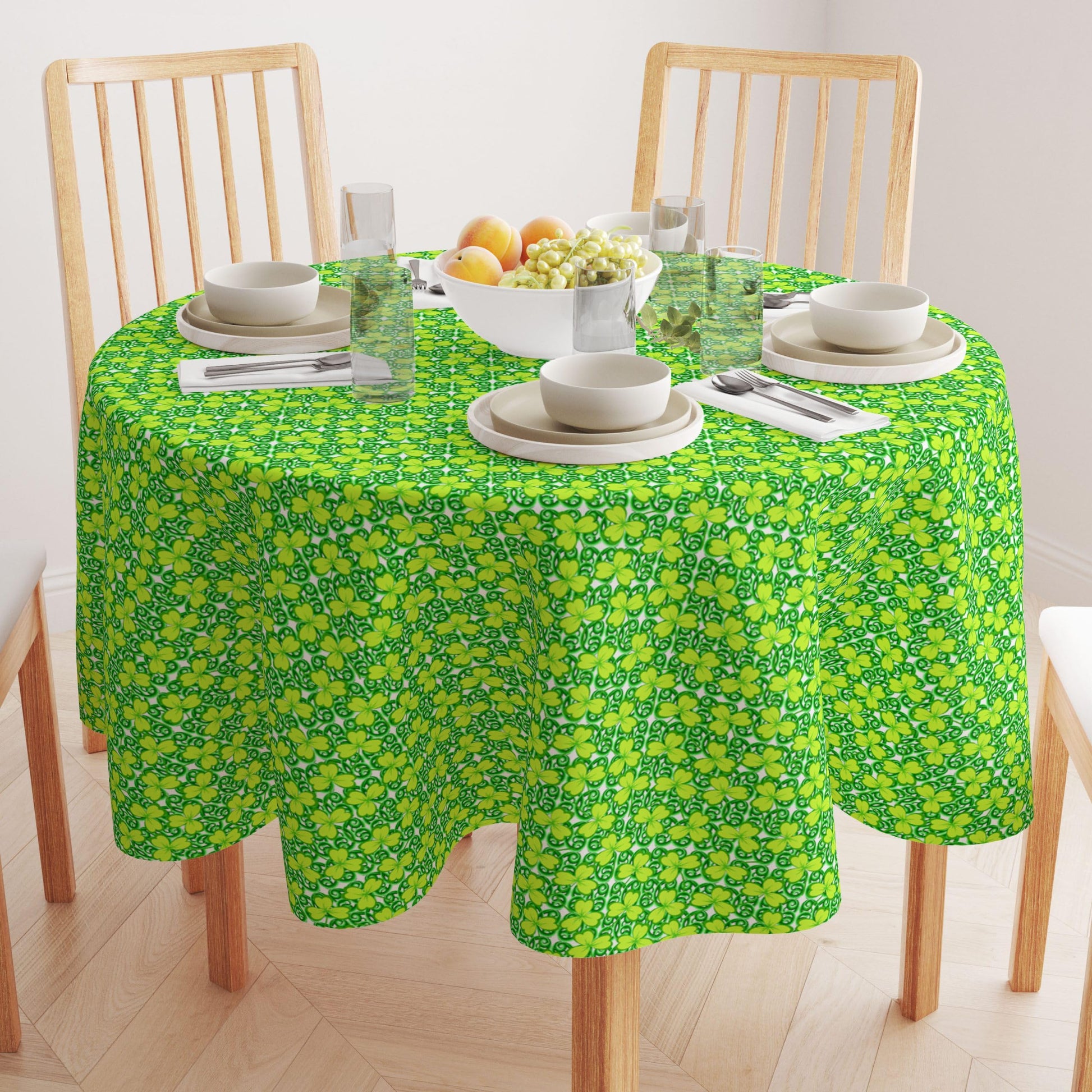 Fabric Textile Products, Machine Washable, 100% Milliken Polyester, Tablecloths, Table Runners, Napkins, & Outdoor Tablecloths, Celtic Foliage (90"