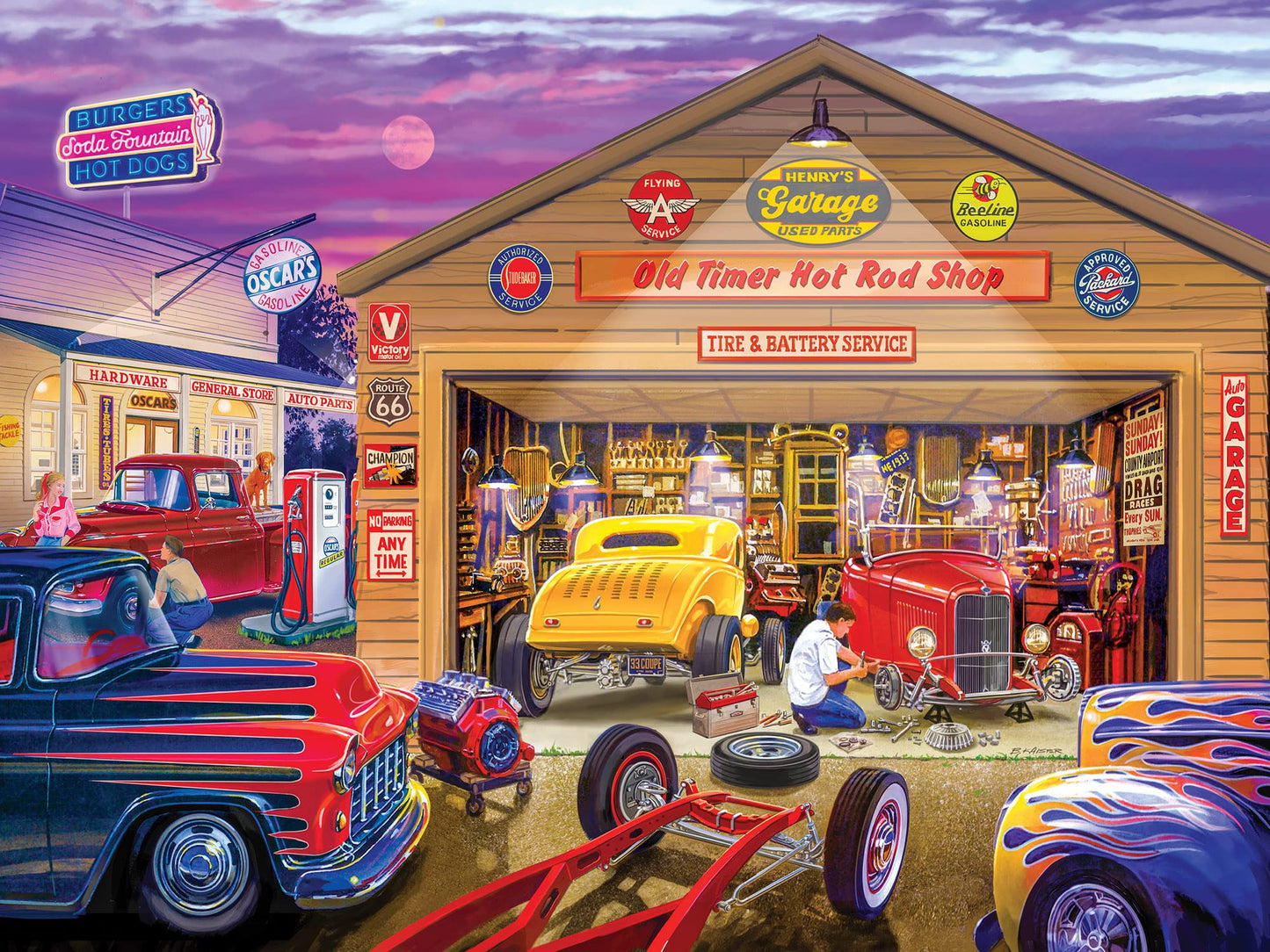 MasterPieces 750 Piece Jigsaw Puzzle for Adults and Family - Old Timer's Hot Rods - 18"x24"