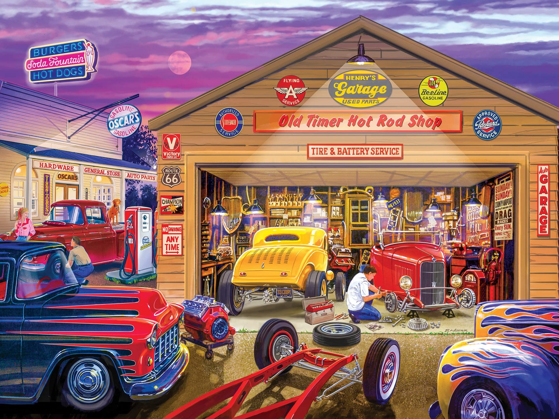 MasterPieces 750 Piece Jigsaw Puzzle for Adults and Family - Old Timer's Hot Rods - 18"x24"