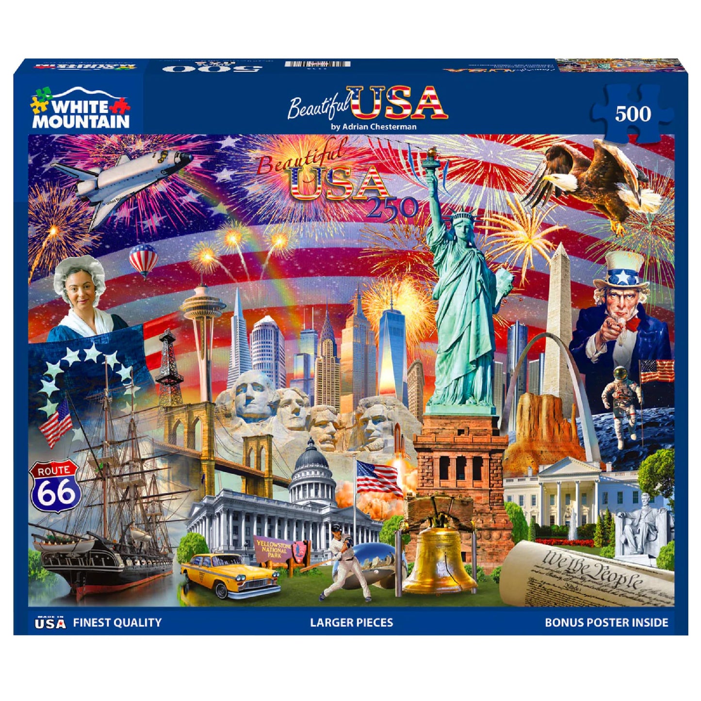 White Mountain 500 Piece Jigsaw Puzzle American Patriotic, Beautiful USA