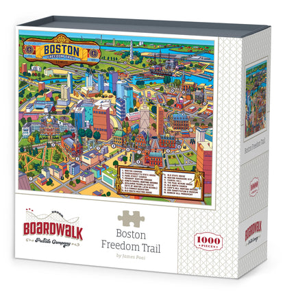Boardwalk Boston Freedom Trail 1000 Piece Jigsaw Puzzle Historic Massachusettes Map Puzzles with Premium Box, Gift for Adults and Family 19"x26"