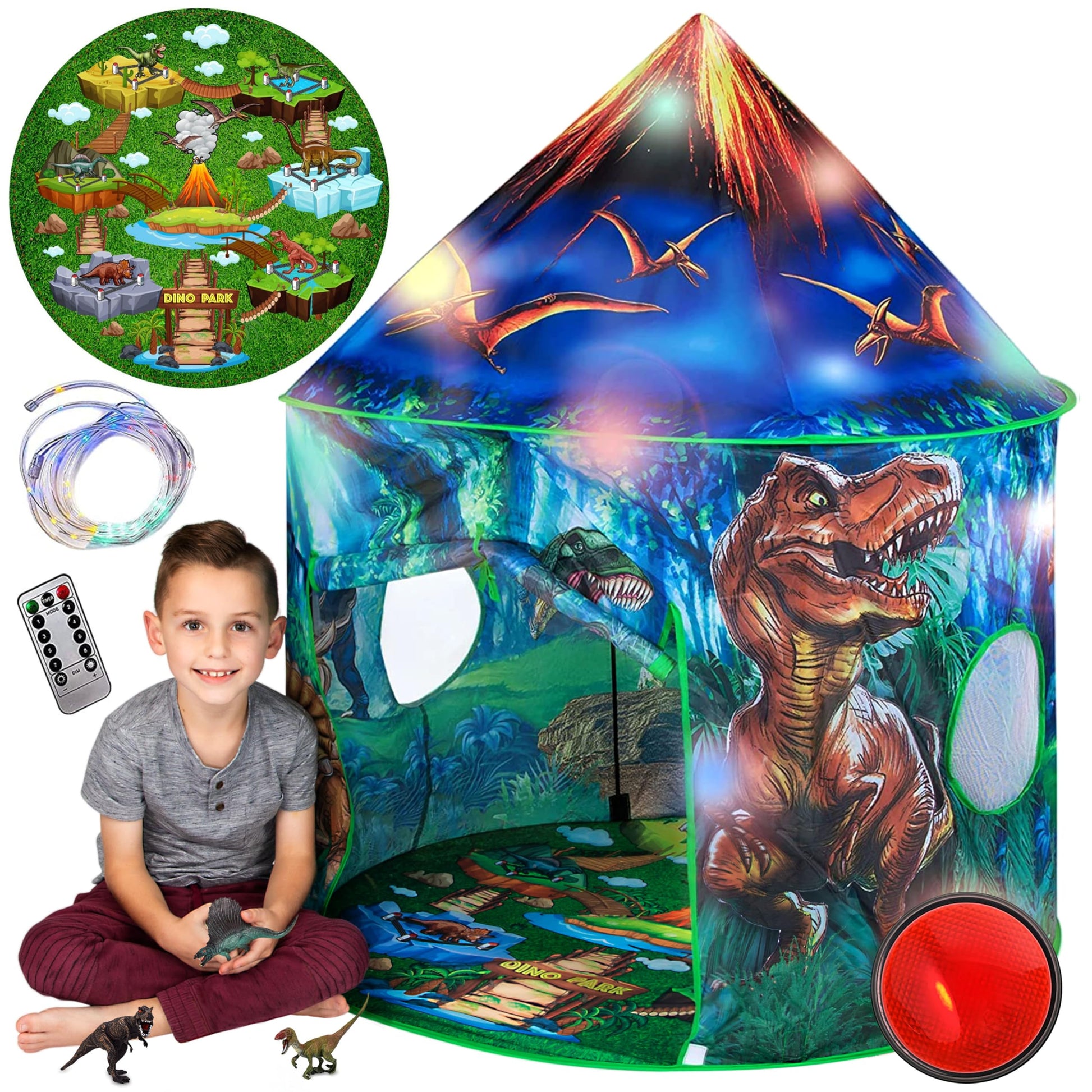 Dinosaur Pop Up Kids’ Play Tent by Toy to Enjoy - Perfect for Indoor & Outdoor. Dinosaur Camping Tent for Toddlers, Boys&Girls. Includes Remote