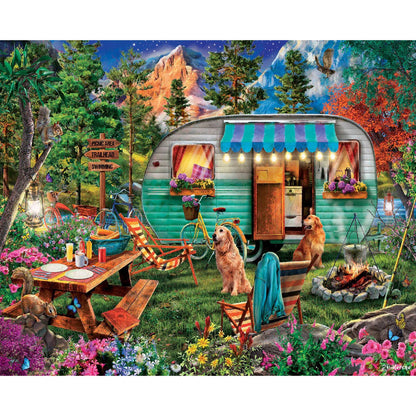 White Mountain 1000 Piece Jigsaw Puzzle Scenic Summer Camping, Camper