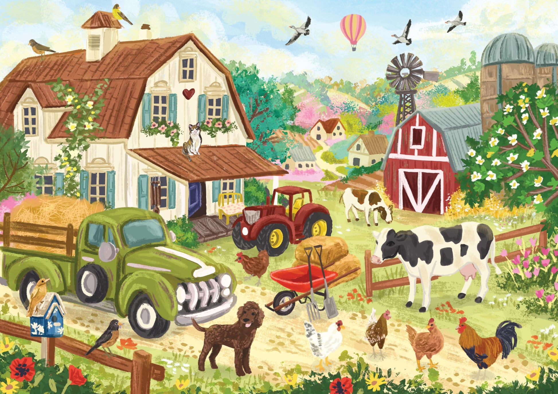 Ceaco - Olivia Gibbs Happy Farm Life 300 Piece Jigsaw Puzzle, Colorful Farm Scene