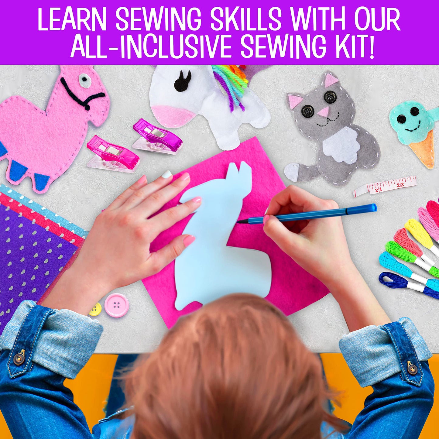 Creative Kids Felt Sewing Kit - Craft 15+ Characters - Fun DIY Kit for Kids 8+ - Creative Sewing Craft Set