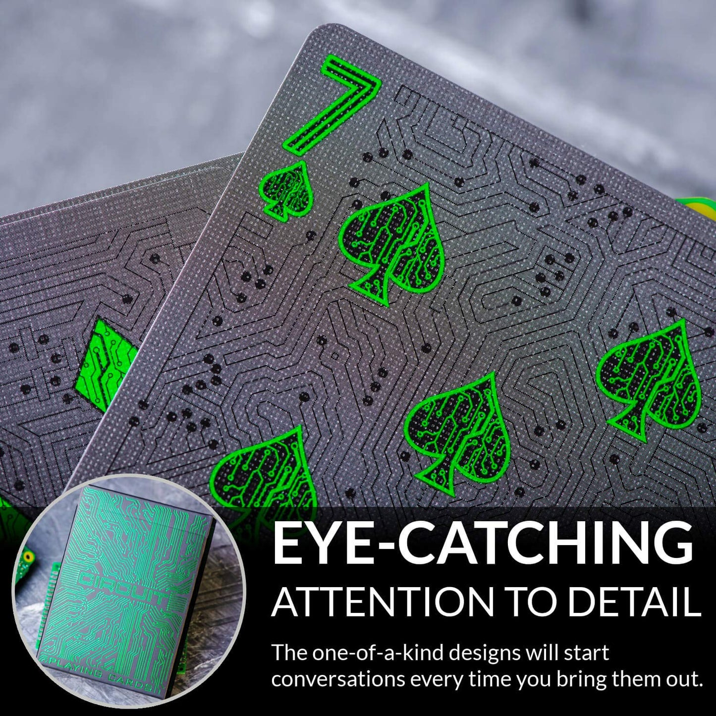 Circuit Neon Green Playing Cards with Free Card Game eBook, Creative Deck of Cards, Premium Card Deck, Cool Poker Cards, Unique Bright Colors for Kids