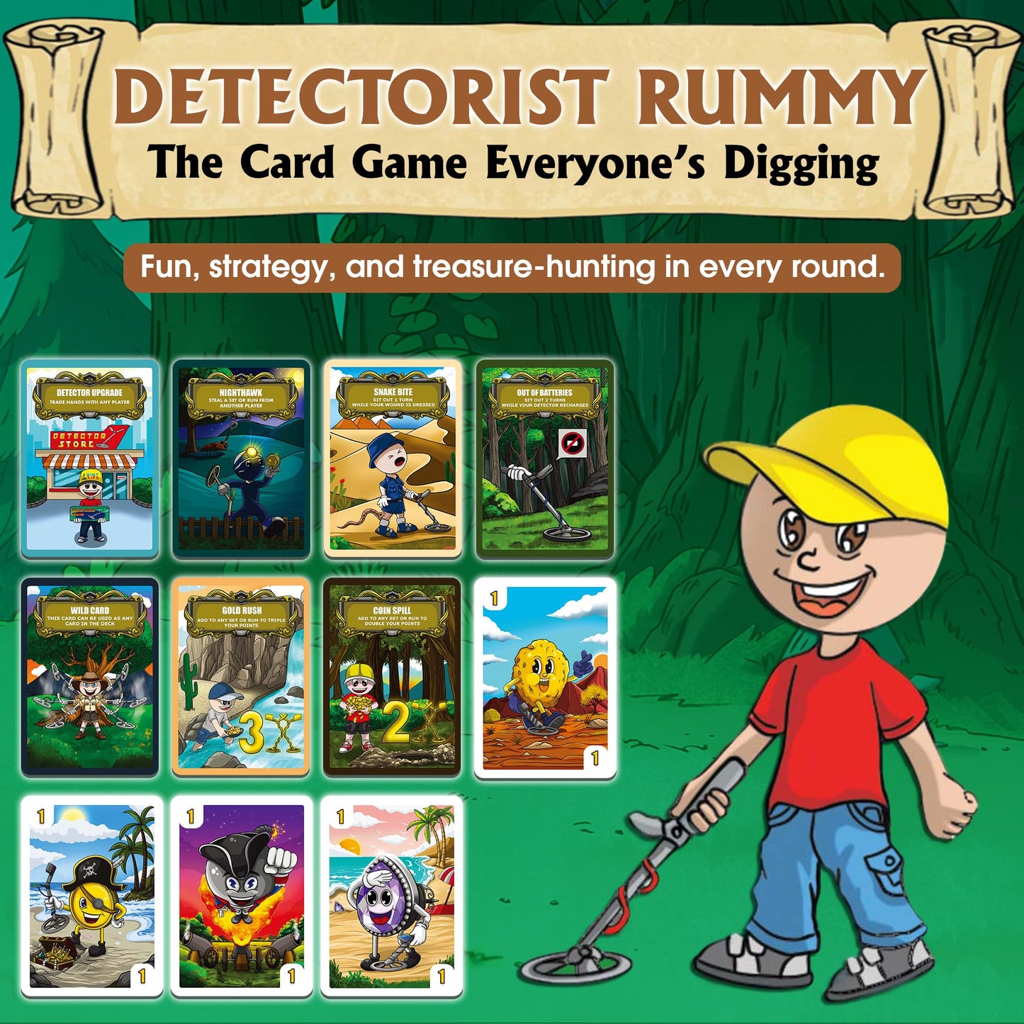 Detectorist Rummy Playing Card Game Set for Kids and Adults - Fun Strategy Card Game for Family Game Night - Ages 7+ - Easy to Learn, Enhances Math