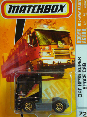 Matchbox Highway Maintenance Series #72 DAF XF95 Space Cab Semi-Tractor Truck Black Detailed Diecast Scale 1/64 Collector