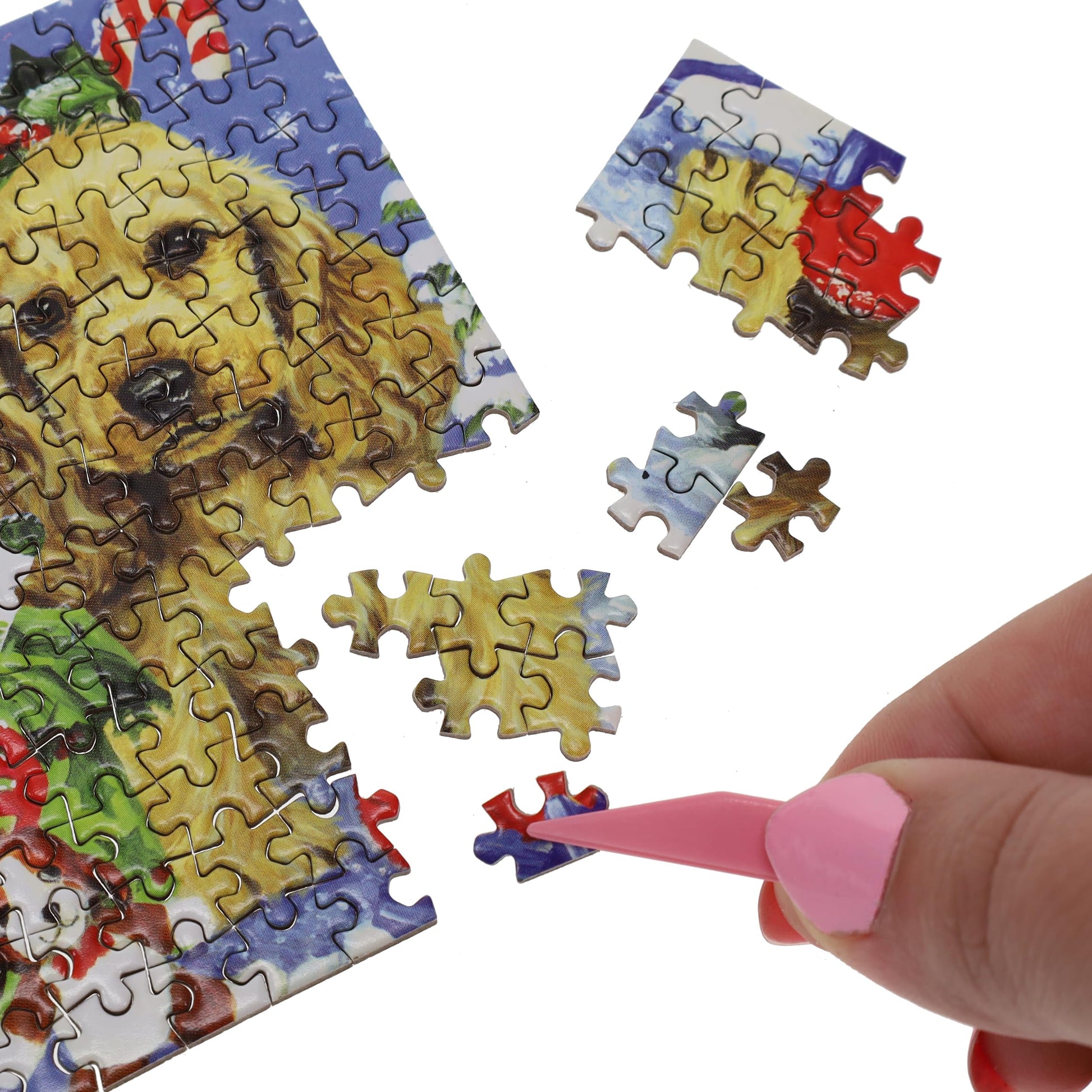 TDC Games World’s Smallest Holiday Jigsaw Puzzle, Yule Pups - Mini Puzzles, Small Challenging Travel Art Puzzle for Adults, 200+ Pieces, Gifts