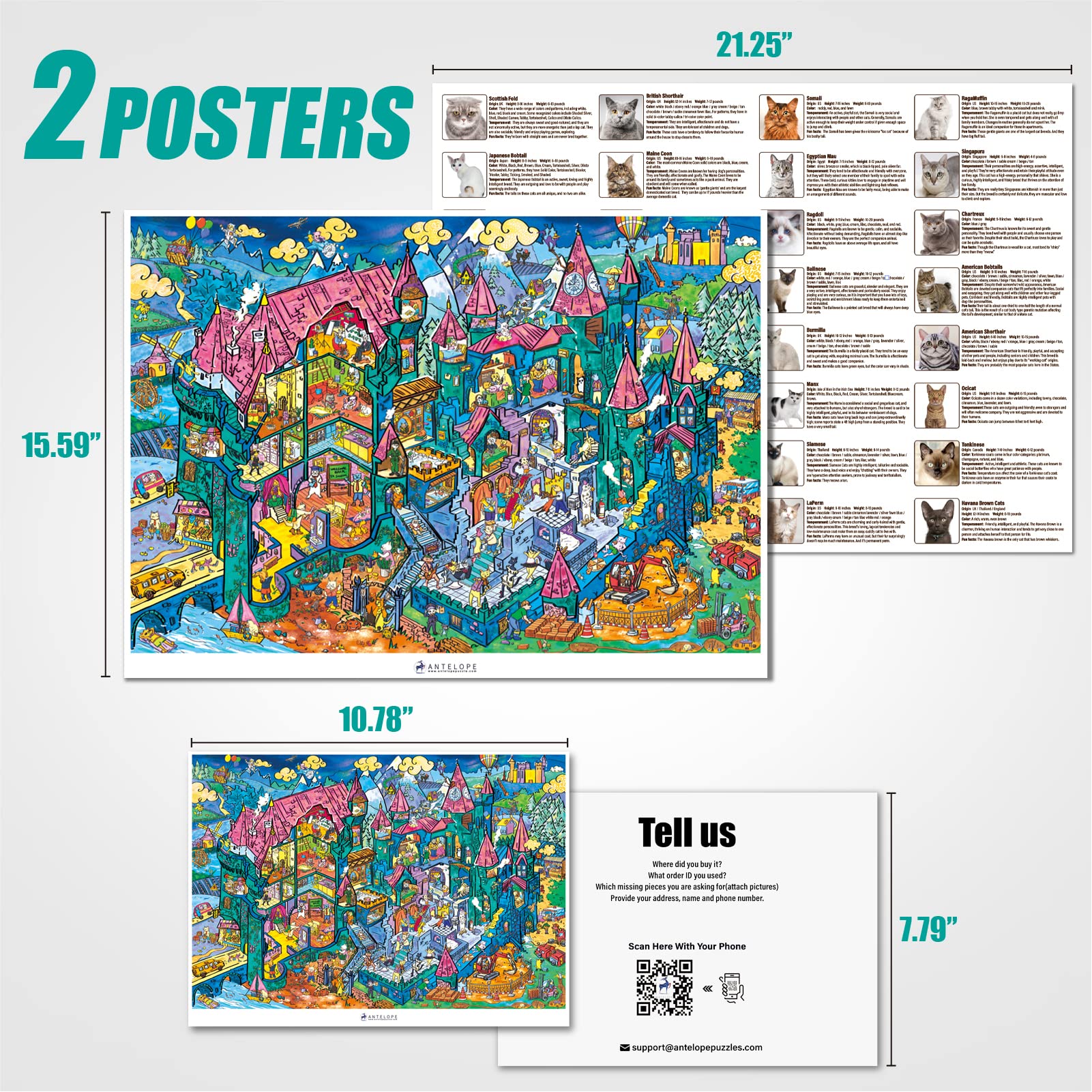 Antelope - 1000 Piece Puzzle for Adults, Cat Castle Jigsaw Puzzles 1000 Pieces, High Resolution, Matte Finish, Smooth Edging, No Dust Creative