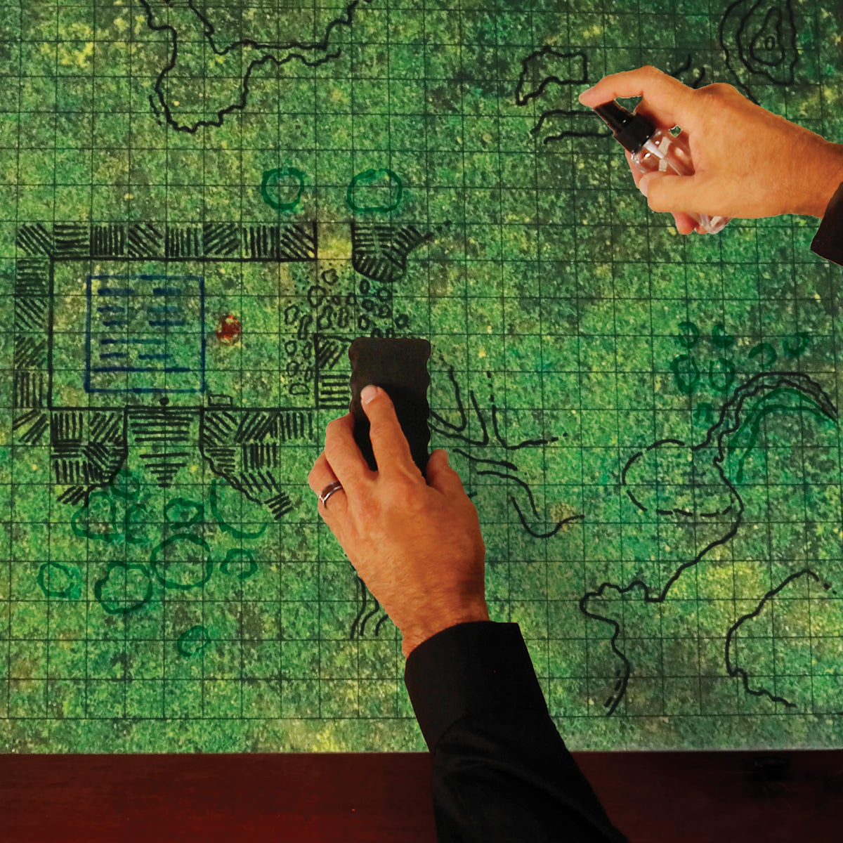 ENHANCE RPG Grid Mat - Tabletop DND Map (24x36 inch) Role Playing Dry Erase DND Mat Complete Gaming Set for Masters and Starters, Erasable Battle Grid