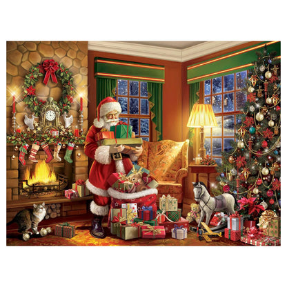 White Mountain 500 Piece Jigsaw Puzzle Christmas Santa, Delivering Gifts