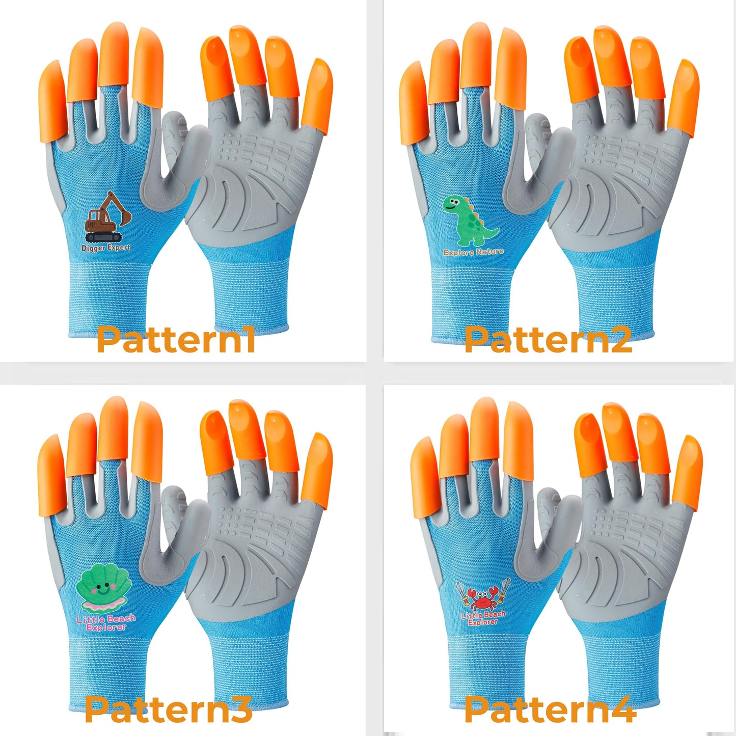 Maxtide Kids Claw Digging Gloves, Children Beach Playing Gardening Gloves for Children Ages 6-10, Outdoor Exploration Tool (Pattern1)