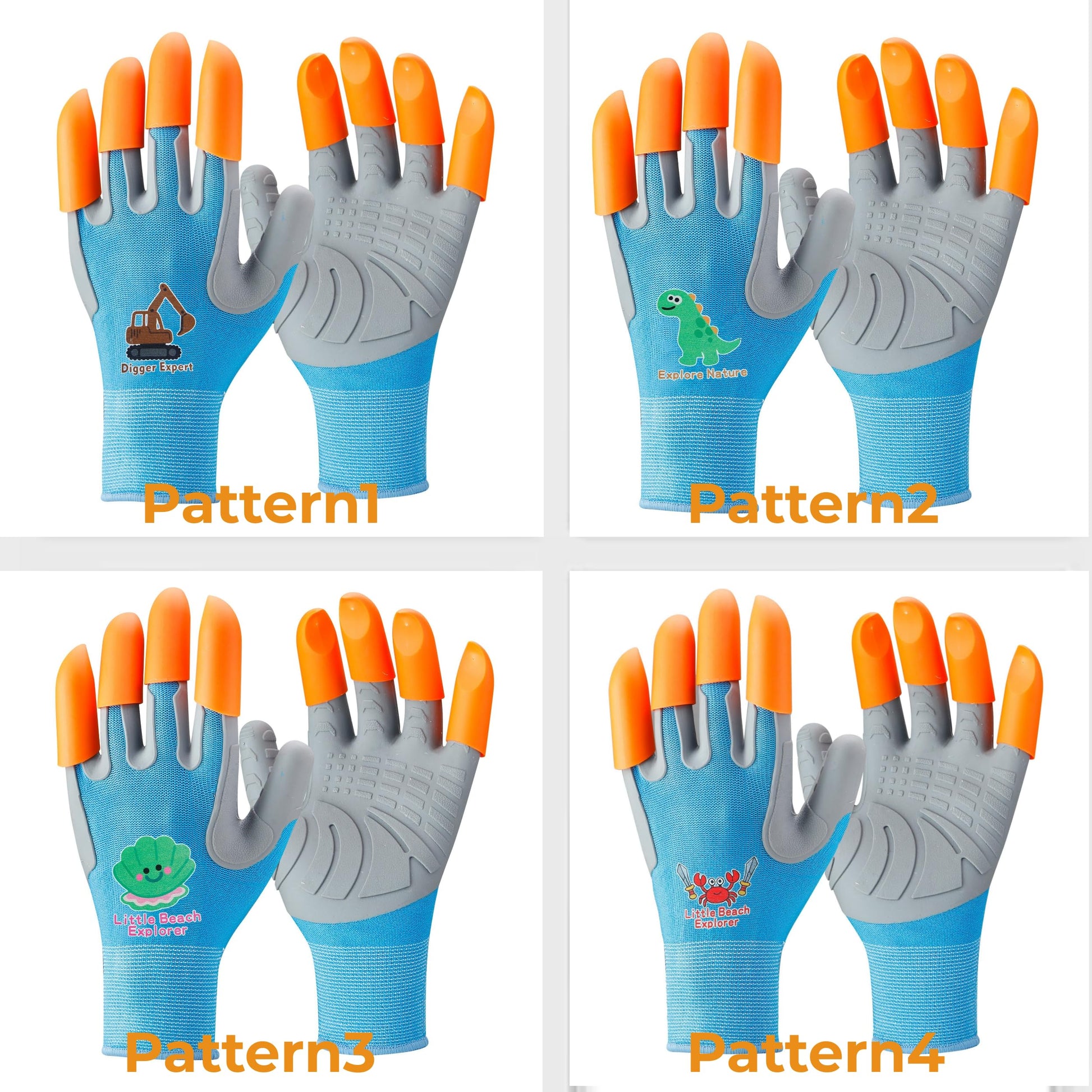 Maxtide Kids Claw Digging Gloves, Children Beach Playing Gardening Gloves for Children Ages 6-10, Outdoor Exploration Tool (Pattern1)