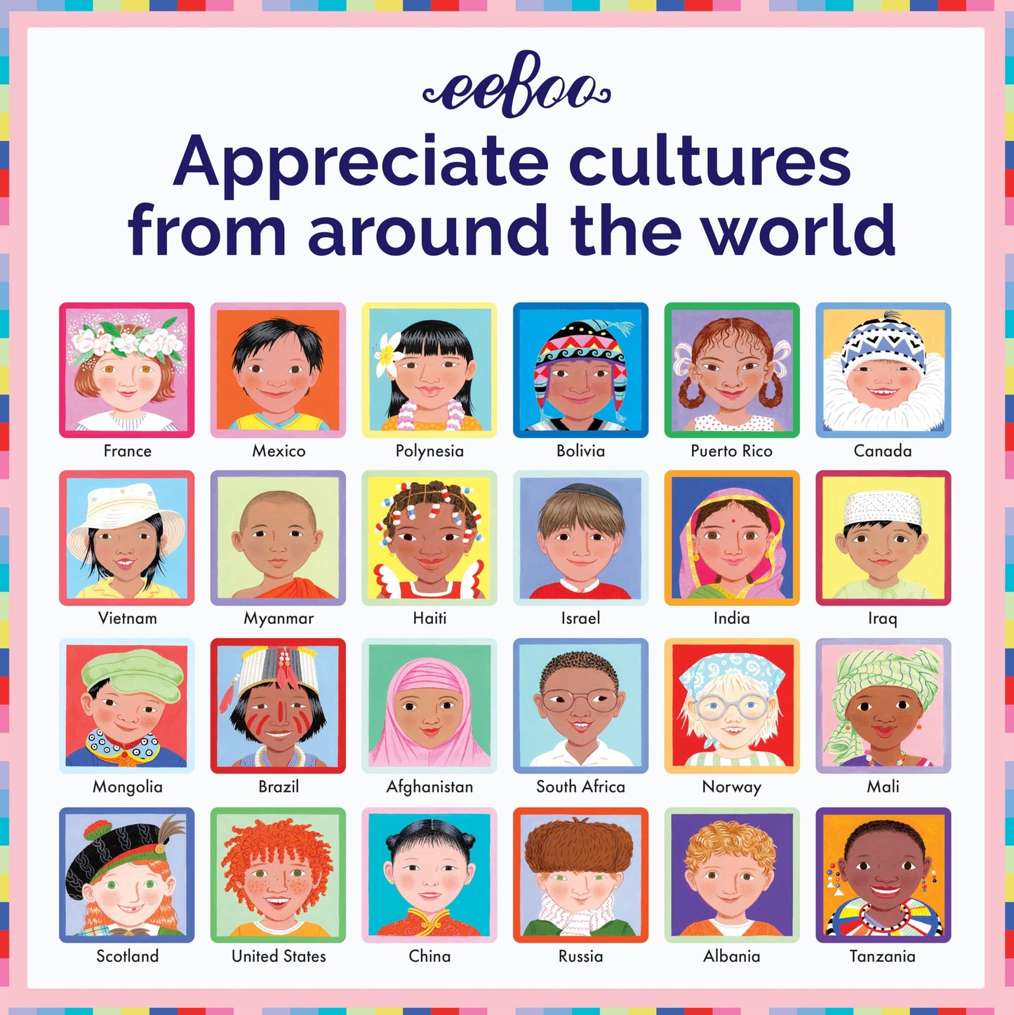 eeBoo: Memory and Matching Game- I Never Forget a Face- 24 Pairs, Develops Recognition, Concentration, Memory & Social Skills, Age 3+