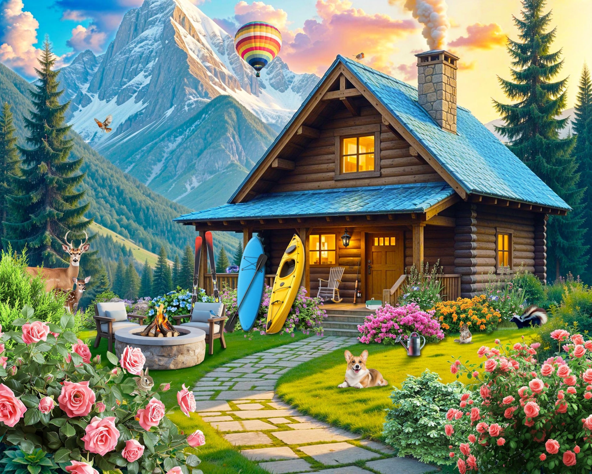 Springbok Mountain Cabin Retreat 500 Piece Jigsaw Puzzle for Adults
