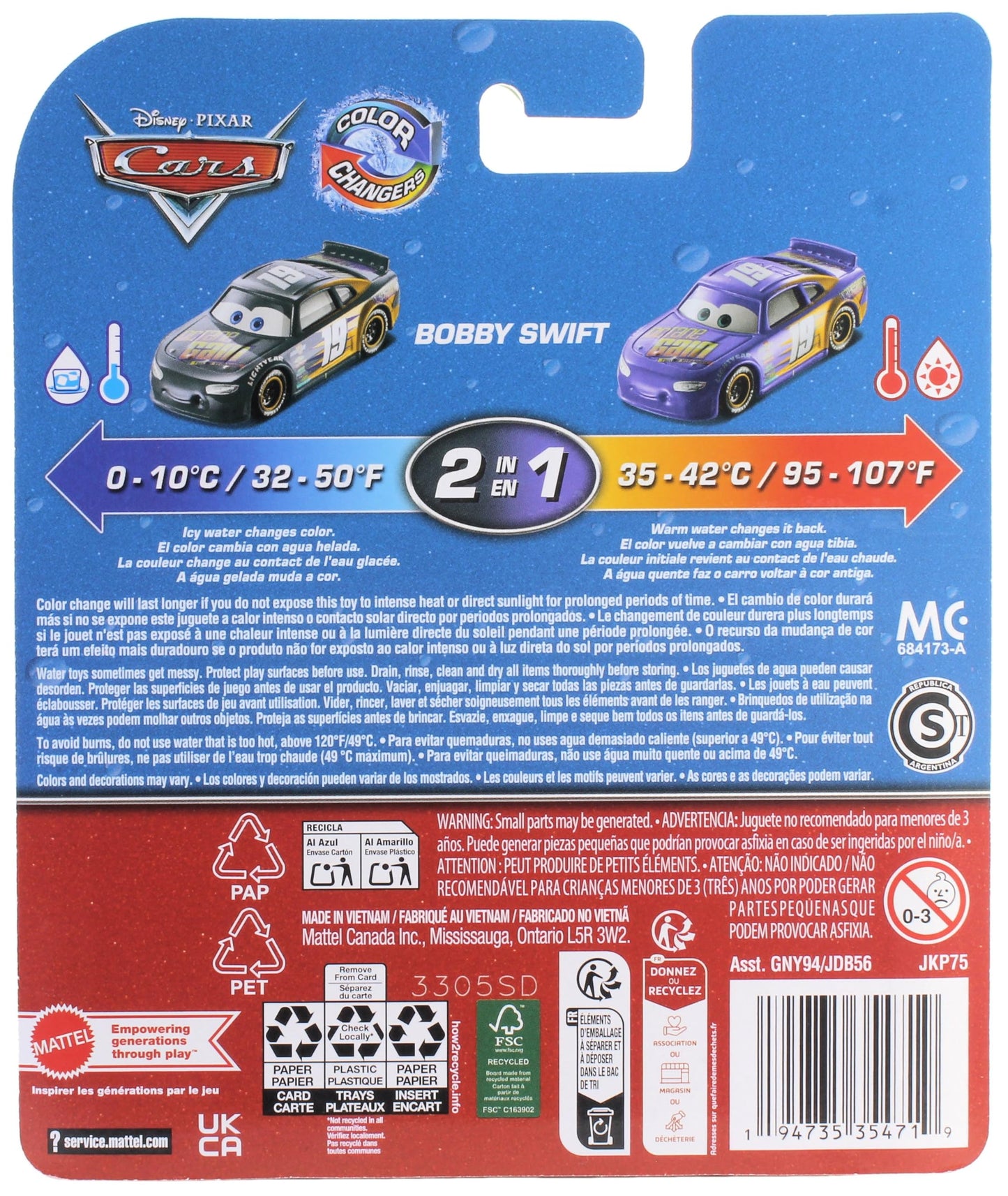 Disney Cars 2026 Color Changers Piston Cup Racer Octane Gain #19 Bobby Swift