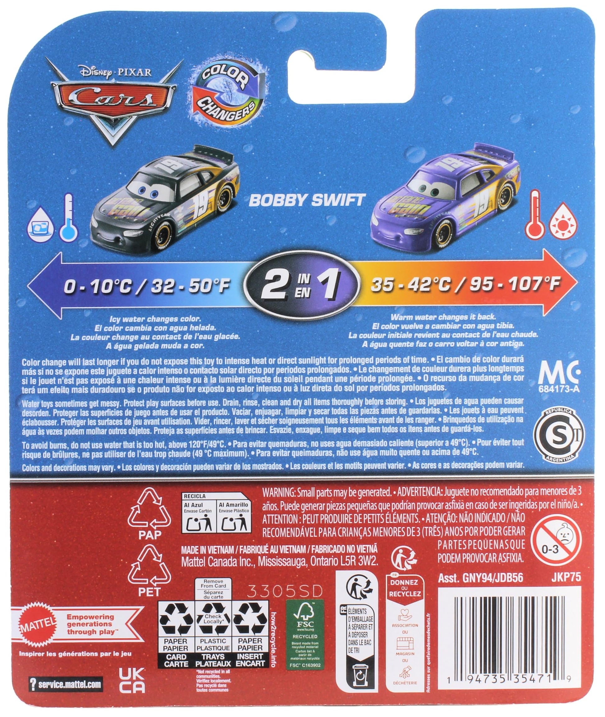 Disney Cars 2026 Color Changers Piston Cup Racer Octane Gain #19 Bobby Swift