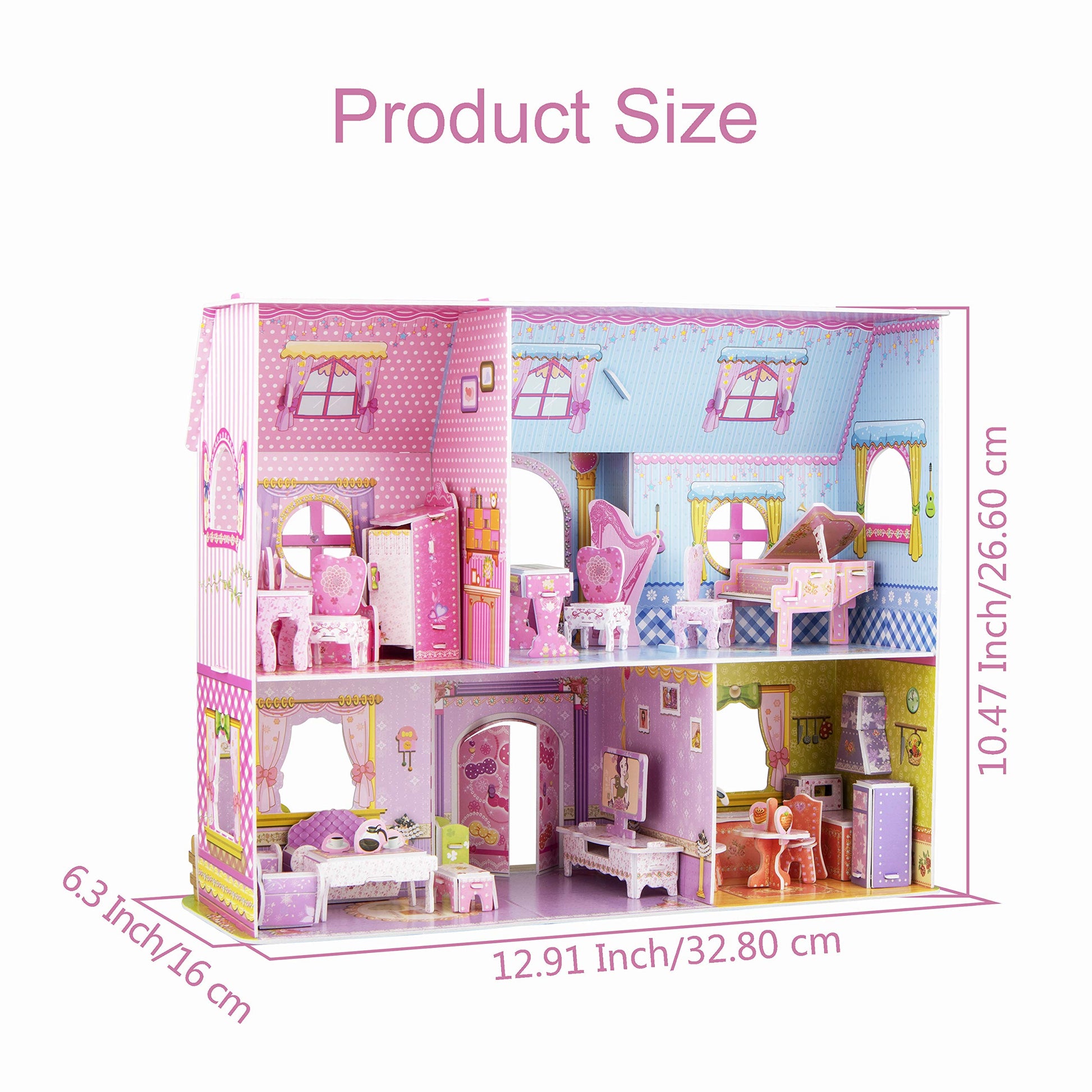 WISESTAR Large Princess Castle 3D Puzzles Model Dollhouse Kits for Girls, 92PCS Fairytale House with Furniture, Educational Toy Birthday for Kids